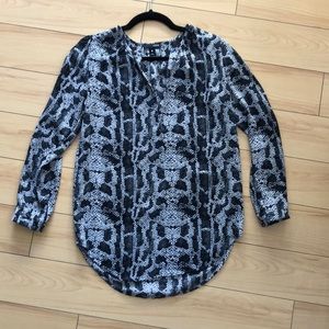 Aqua Snakeskin Print Long Sleeve Top